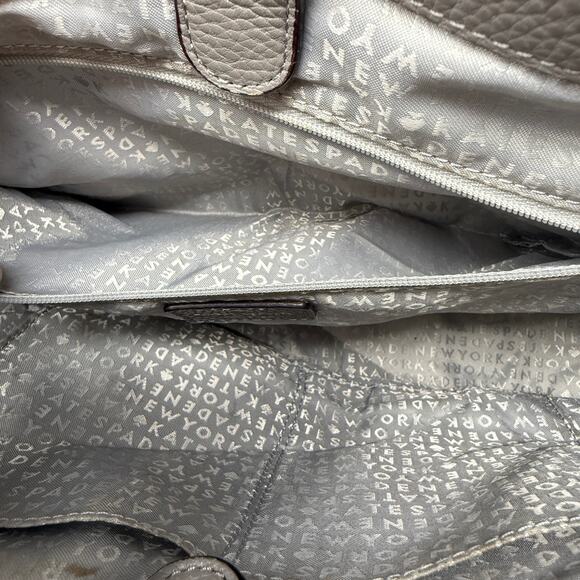 KATE SPADE Mulberry Street Gray Pebbled Leather Classic Handbag Purse READ - Picture 8 of 16